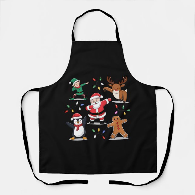 Dabbing Santa Elf Friends Christmas Xmas Dab Apron (Front)