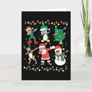 Dabbing Santa Elf Friends Funny Christmas Boy Girl Card