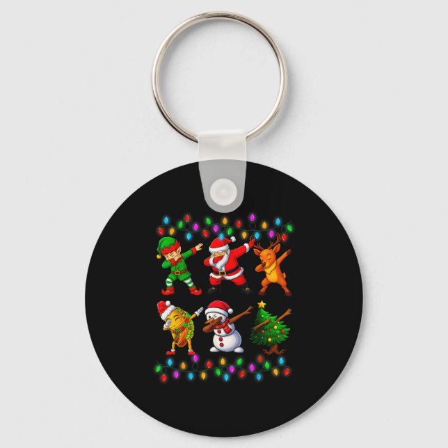 Dabbing Santa Elf Friendship Christmas Boys Kids X Key Ring (Front)