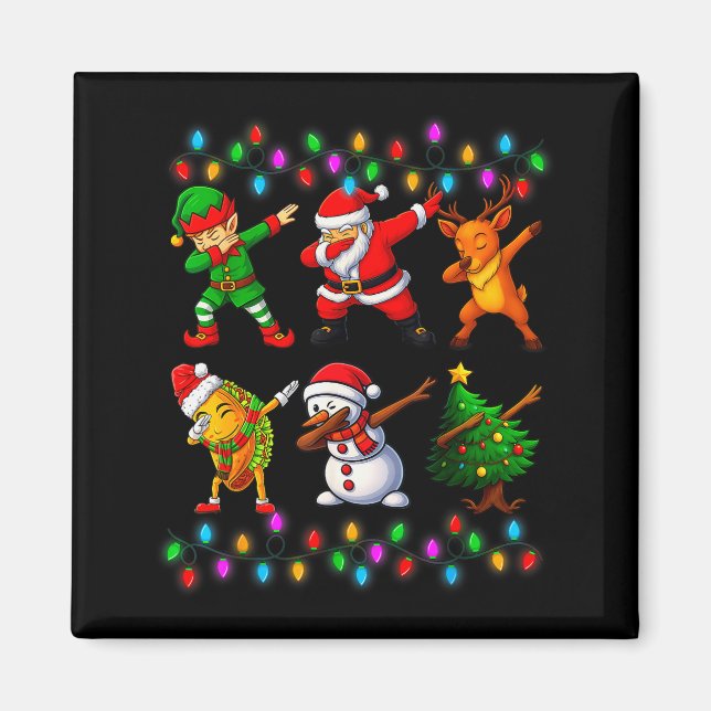Dabbing Santa Elf Friendship Christmas Boys Kids X Magnet (Front)