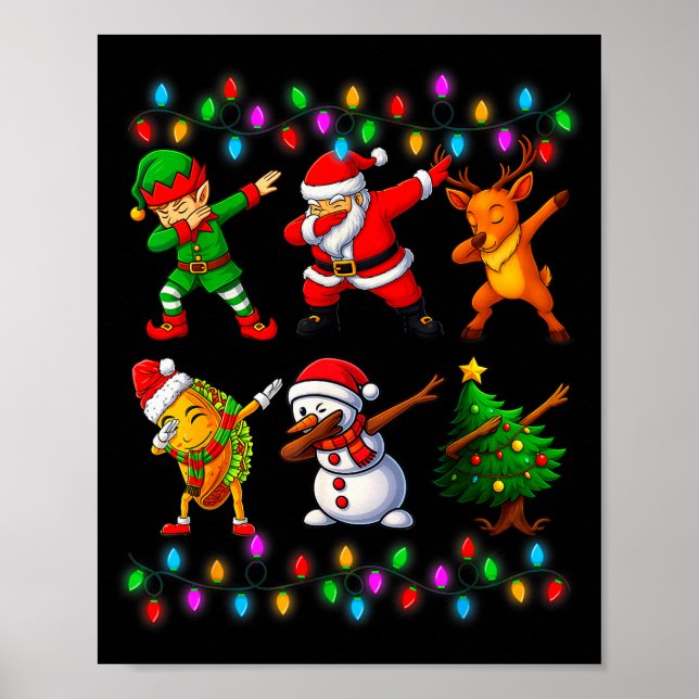 Dabbing Santa Elf Friendship Christmas Boys Kids X Poster (Front)