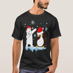 Dabbing Santa Elf Graphic Polarbear and Penguin Da T-Shirt