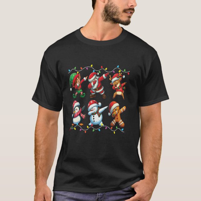 Dabbing Santa Elf Kids Boys Girls Men Christmas Da T-Shirt (Front)