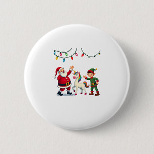Dabbing Santa Elf Unicorn Christmas Kids Boys Men  6 Cm Round Badge