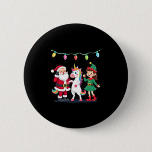 Dabbing Santa Elf Unicorn Christmas Kids Boys Men  6 Cm Round Badge