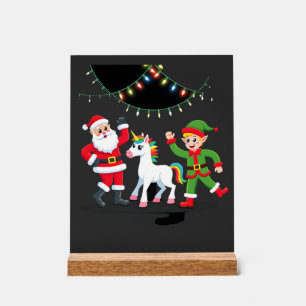 Dabbing Santa Elf Unicorn Christmas Kids Boys Men Acrylic Sign