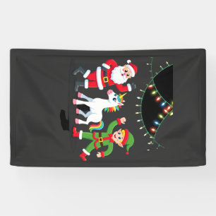 Dabbing Santa Elf Unicorn Christmas Kids Boys Men Banner
