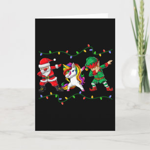 Dabbing Santa Elf Unicorn Christmas Kids Boys Men Card