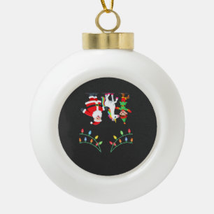 Dabbing Santa Elf Unicorn Christmas Kids Boys Men Ceramic Ball Christmas Ornament