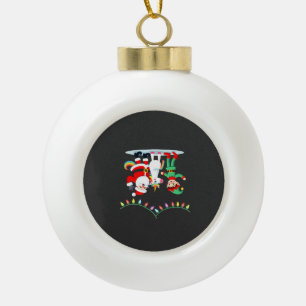 Dabbing Santa Elf Unicorn Christmas Kids Boys Men Ceramic Ball Christmas Ornament