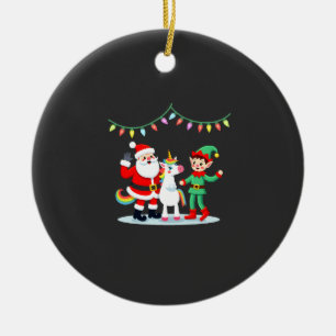 Dabbing Santa Elf Unicorn Christmas Kids Boys Men Ceramic Tree Decoration
