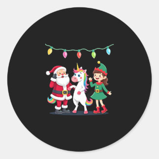 Dabbing Santa Elf Unicorn Christmas Kids Boys Men  Classic Round Sticker