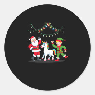Dabbing Santa Elf Unicorn Christmas Kids Boys Men Classic Round Sticker