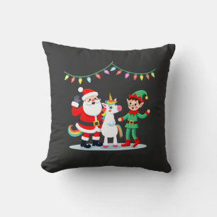 Dabbing Santa Elf Unicorn Christmas Kids Boys Men Cushion