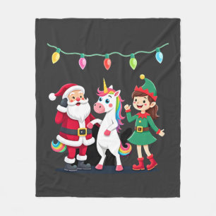 Dabbing Santa Elf Unicorn Christmas Kids Boys Men  Fleece Blanket