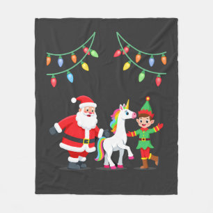 Dabbing Santa Elf Unicorn Christmas Kids Boys Men Fleece Blanket