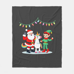 Dabbing Santa Elf Unicorn Christmas Kids Boys Men Fleece Blanket