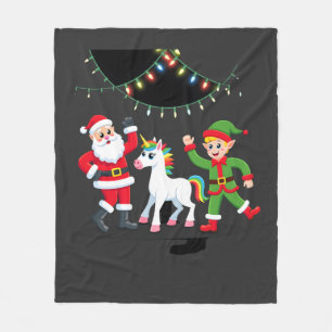 Dabbing Santa Elf Unicorn Christmas Kids Boys Men Fleece Blanket