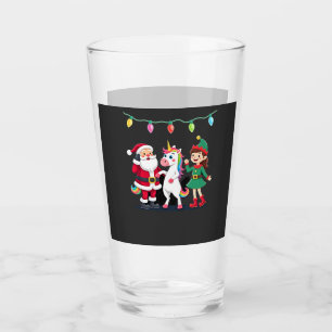 Dabbing Santa Elf Unicorn Christmas Kids Boys Men Glass