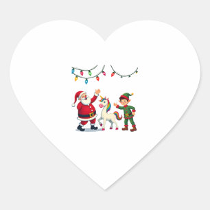 Dabbing Santa Elf Unicorn Christmas Kids Boys Men Heart Sticker