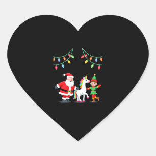 Dabbing Santa Elf Unicorn Christmas Kids Boys Men Heart Sticker