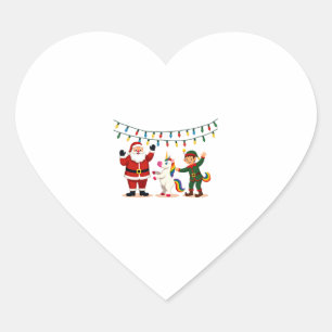 Dabbing Santa Elf Unicorn Christmas Kids Boys Men Heart Sticker