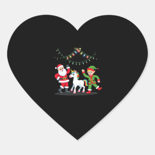 Dabbing Santa Elf Unicorn Christmas Kids Boys Men Heart Sticker