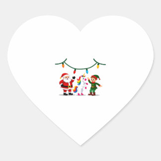 Dabbing Santa Elf Unicorn Christmas Kids Boys Men  Heart Sticker