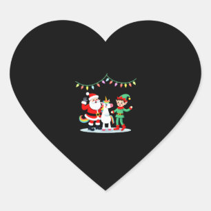 Dabbing Santa Elf Unicorn Christmas Kids Boys Men Heart Sticker