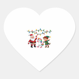 Dabbing Santa Elf Unicorn Christmas Kids Boys Men Heart Sticker