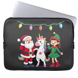 Dabbing Santa Elf Unicorn Christmas Kids Boys Men Laptop Sleeve