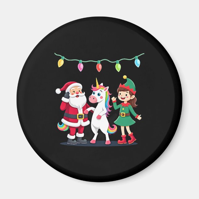 Dabbing Santa Elf Unicorn Christmas Kids Boys Men  Magnet (Front)