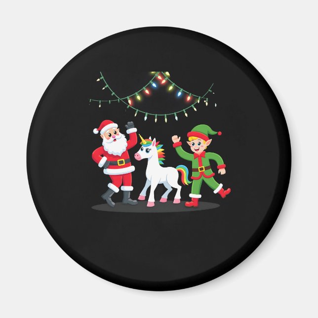 Dabbing Santa Elf Unicorn Christmas Kids Boys Men  Magnet (Front)