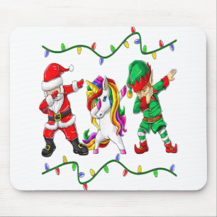 Dabbing Santa Elf Unicorn Christmas Kids Boys Men Mouse Mat