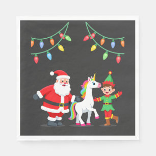 Dabbing Santa Elf Unicorn Christmas Kids Boys Men Napkin