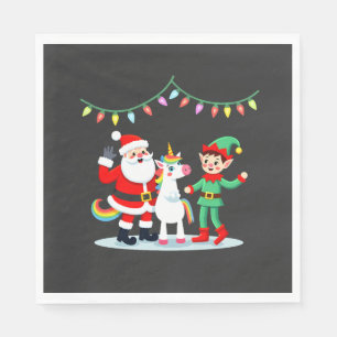 Dabbing Santa Elf Unicorn Christmas Kids Boys Men  Napkin