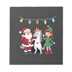 Dabbing Santa Elf Unicorn Christmas Kids Boys Men Notepad