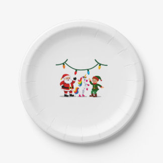 Dabbing Santa Elf Unicorn Christmas Kids Boys Men  Paper Plate