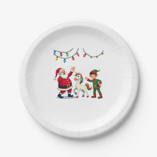 Dabbing Santa Elf Unicorn Christmas Kids Boys Men  Paper Plate