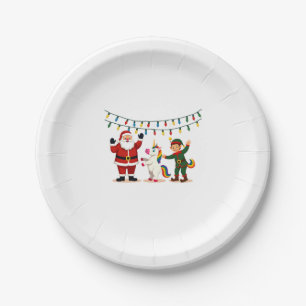 Dabbing Santa Elf Unicorn Christmas Kids Boys Men  Paper Plate