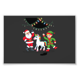 Dabbing Santa Elf Unicorn Christmas Kids Boys Men Photo Print