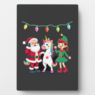Dabbing Santa Elf Unicorn Christmas Kids Boys Men Plaque