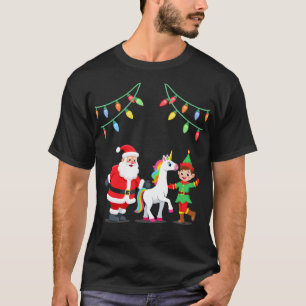 Dabbing Santa Elf Unicorn Christmas Kids Boys Men T-Shirt