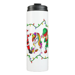 Dabbing Santa Elf Unicorn Christmas Kids Boys Men Thermal Tumbler