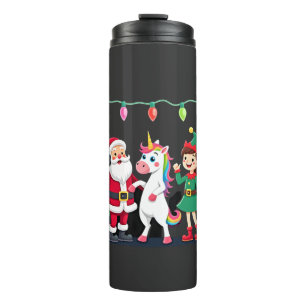 Dabbing Santa Elf Unicorn Christmas Kids Boys Men Thermal Tumbler