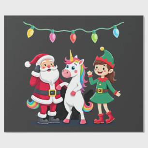 Dabbing Santa Elf Unicorn Christmas Kids Boys Men  Wrapping Paper