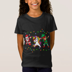 Dabbing Santa Elf Unicorn Christmas T-Shirt