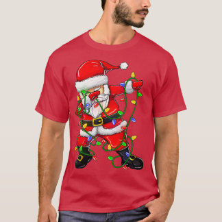 Dabbing Santa  for Boys Girls Christmas Tree Light T-Shirt