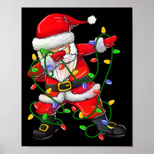 Dabbing Santa For Boys Girls Christmas Tree Lights Poster