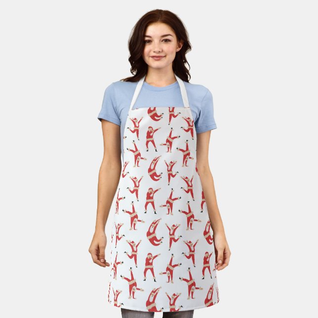 Dabbing Santa Fun Christmas Pattern Apron (Worn)